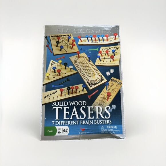 Vintage 90s Wooden Brain Teasers Classic Family Games Set 7 Puzzles - Picture 1 of 11